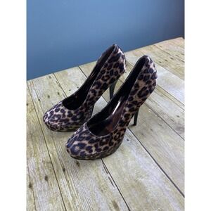 Women's Size 8.5 Platform Stiletto 5.5" High‎ Heel Leopard Print Pumps READ